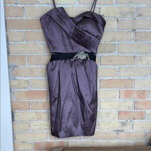 Max & Cleo Elegant Purple Dress with Embellished Waist